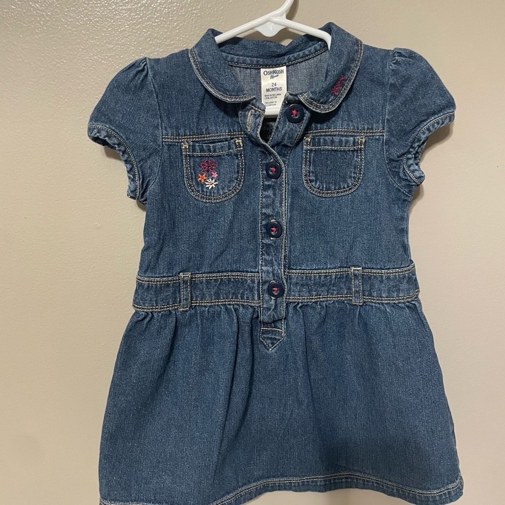 OshKosh B'gosh Denim Blue Dress with Embroidery - Picture 1 of 4